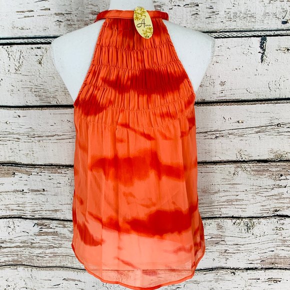 Adiva Women'a Sleeveless Orange Top Petite Medium - Picture 6 of 8